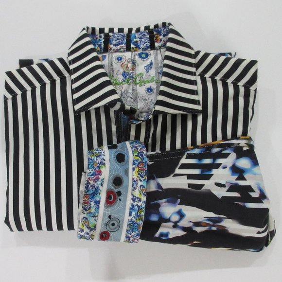 NWT Robert Graham men/'s size M long sleeve button down shirt,geometric pattern